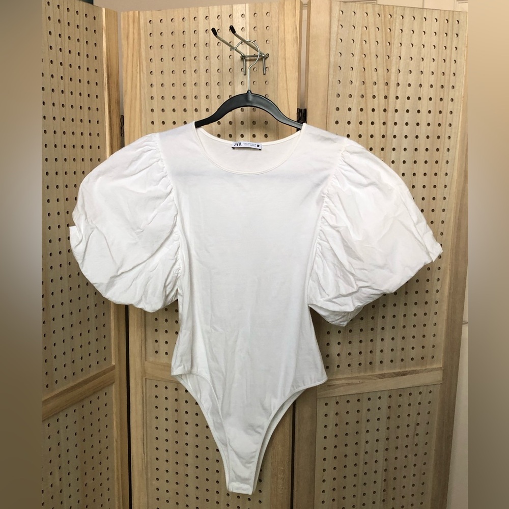 Zara Bubble Sleeve White Bodysuit